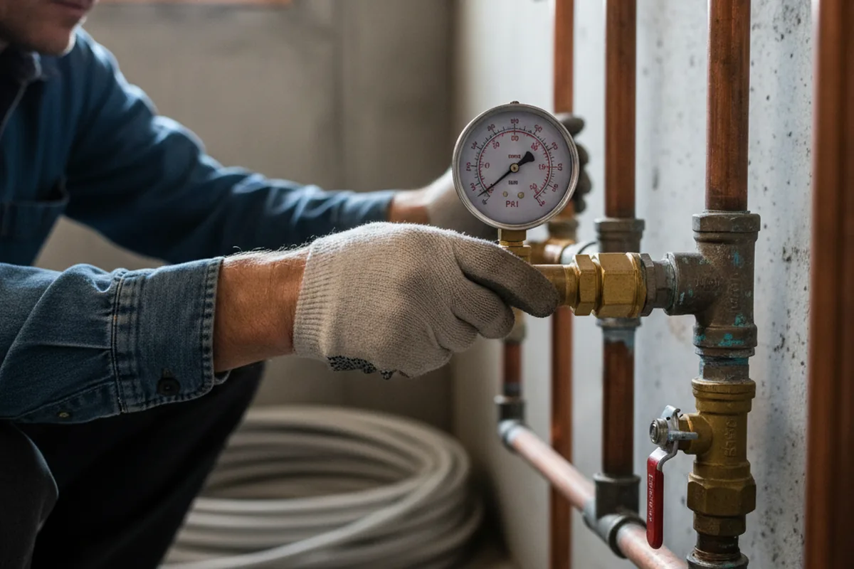 Pressure testing a repaired line during Water Line Repair in Bayview